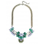 Water Lilies Floral Crystal Encrusted Necklace